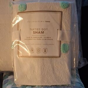 Pottery Barn Teen Cream Sham with Mint Dots